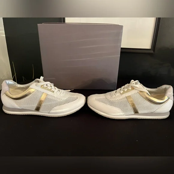 Michael Kors White and Gold Athletic Shoes - Picture 8 of 12